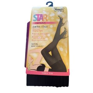 Spanx Star Power Center Stage Ribbed Row Shaping Tights, Black, Plus Size G, NWT
